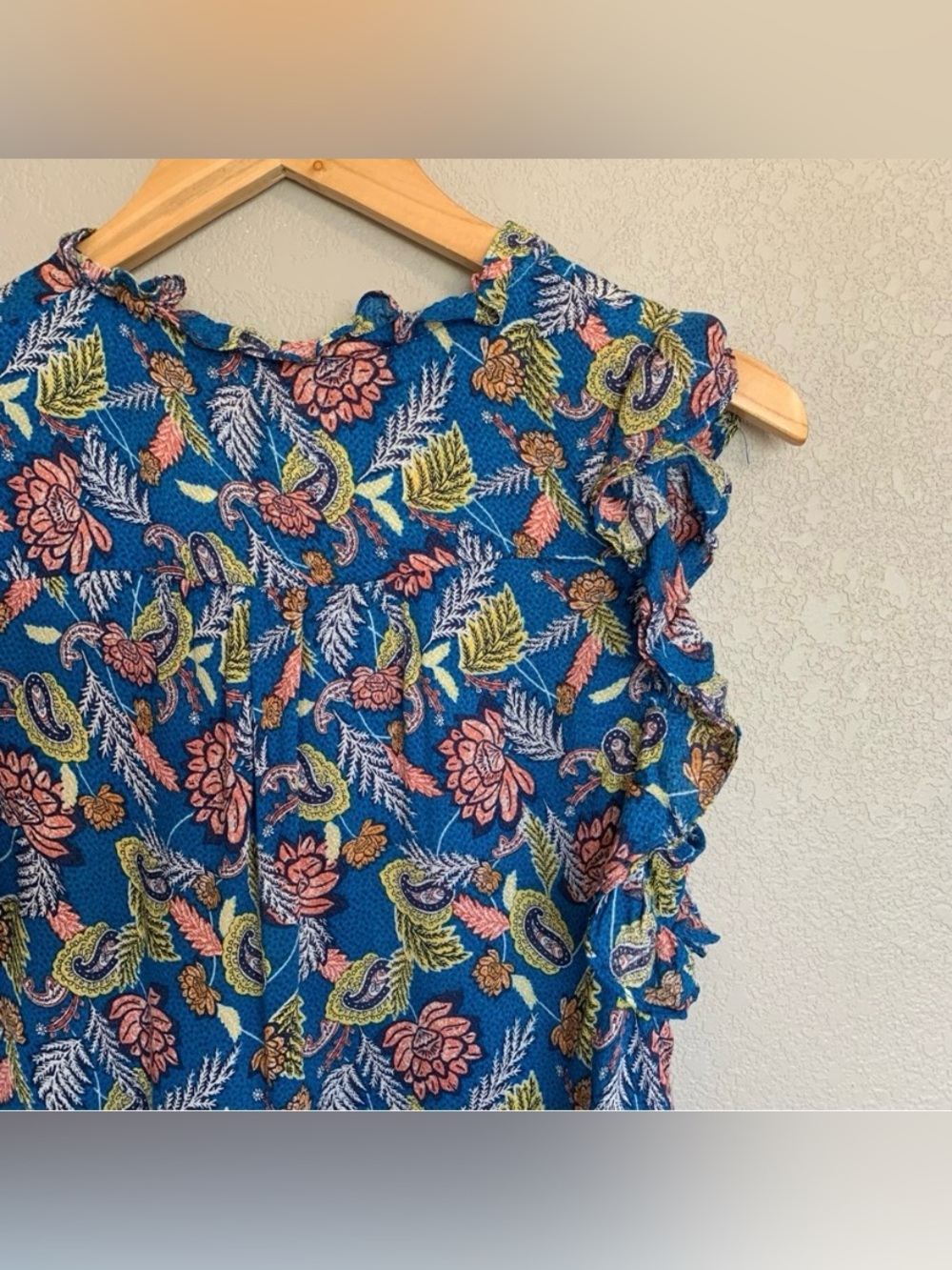 Knox Rose Blue Floral Sleeveless Blouse Top Size XS Bohemian Hippie NWT - Picture 10 of 17